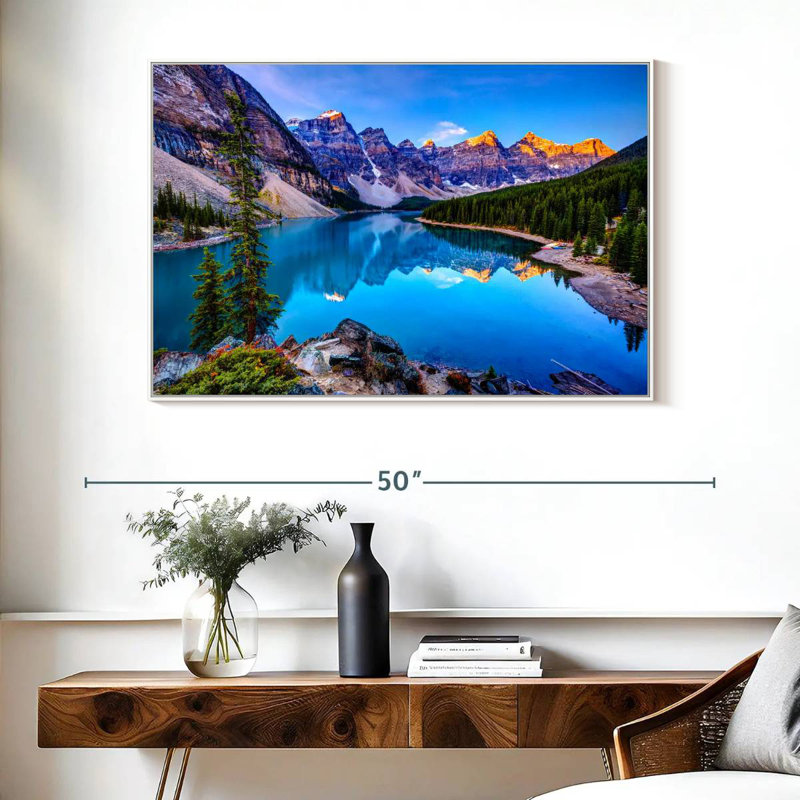 Incroyable lac Moraine, Cadre flottant blanc, 40 po x 27 po