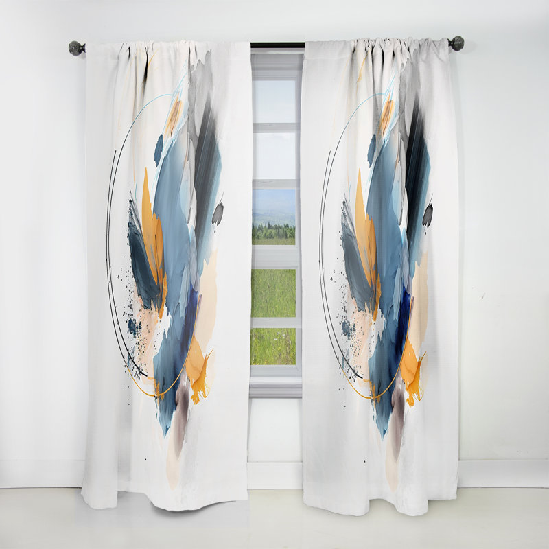 Abstract Shapes Modern Artwork II - Abstract Curtain - Velvet Room Darkening - 1 panel, 52" W x 90" L