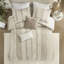 Édredon 3 pièces en coton taupe double / grand - aspect rayé, rembourrage 100%, détails décoratifs, visible, fascinant,