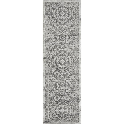 Tapis oriental gris en polypropylène tissé à la main Raghdah