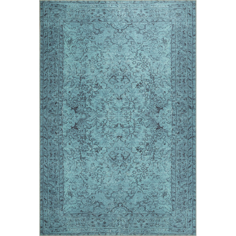 Soft & Durable Turquoise Area Rug, 29.5 x 59.1 Inches | 100% Polyester, 1850 g/m² | 4 mm Pile Height, Recycled Poly Cotton Underside | Ideal for Living Room, Bedroom, and Kids' Play Areas - Machine Carpet