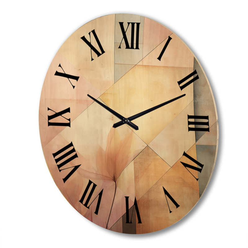 Golden Moon Dreams Retro Illustration I - Horloge murale moderne en bois surdimensionnée géométrique, Très grand