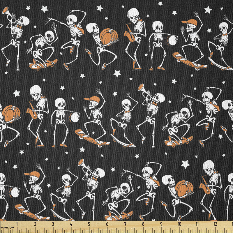 Corporan Skeletons with Pumpkins Skating Musician Multi-Purpose Fabric