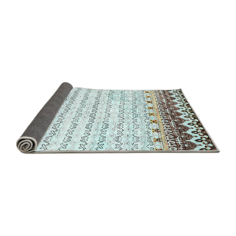 Tapis abstrait bleu / brun, Rond 4 pi