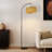 Wave Pendant 81 in. Arched LED Floor Lamp with Wicker Rattan Shade, Boho Style, Bulb Included