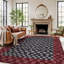 Tapis à damier gris ardoise, lavable à la machine, en polyester avec envers antidérapant-1182061228