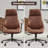 Albaugh Ergonomic Office Chair, High Back Swivel Rolling Executive Chair, Mid-Century Faux Lether with Lumbar Support, Large Computer Desk Task Chair with Suede Fabric for Home-54058887