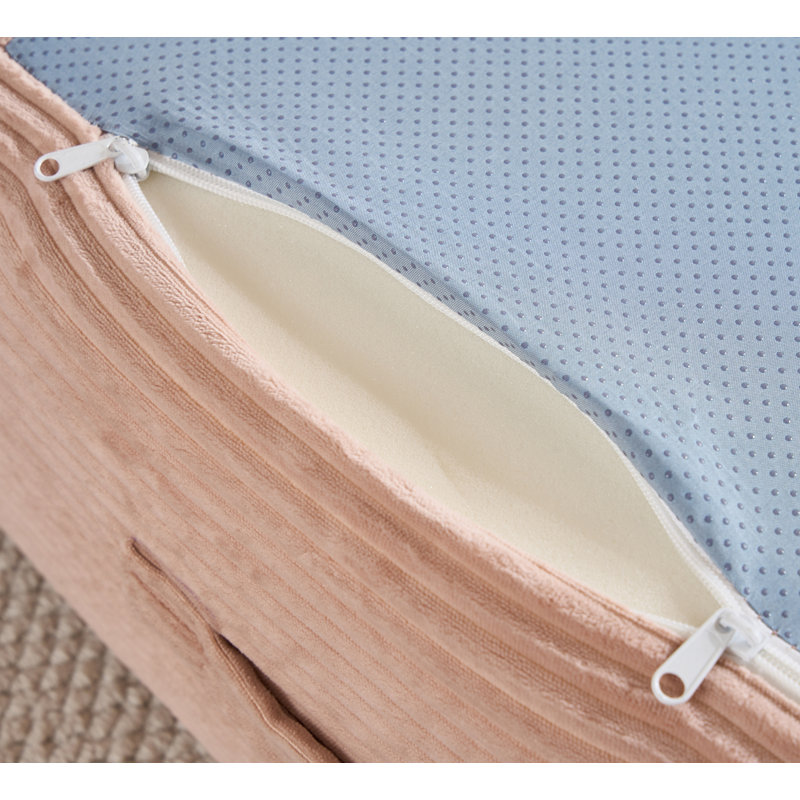 Canapé-lit convertible avec coussin cylindrique, canapé-lit pliant en velours côtelé avec cadre de forme fixe, canapé-lit de salon pour la chambre à coucher (rose)