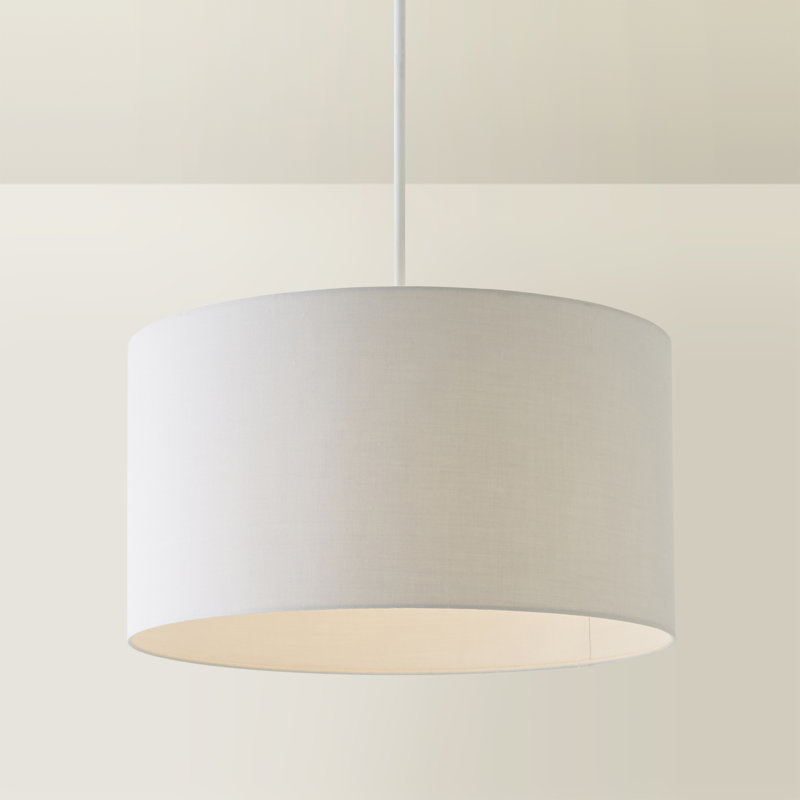 27.5cm H Cotton Drum Pendant Shade ( Screw On ), Grey, 15cm H x 25cm W x 25cm D