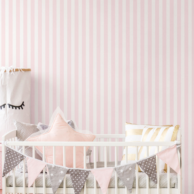 Bellamy 1000cm x 53cm Matte Wallpaper Roll, Pink/White