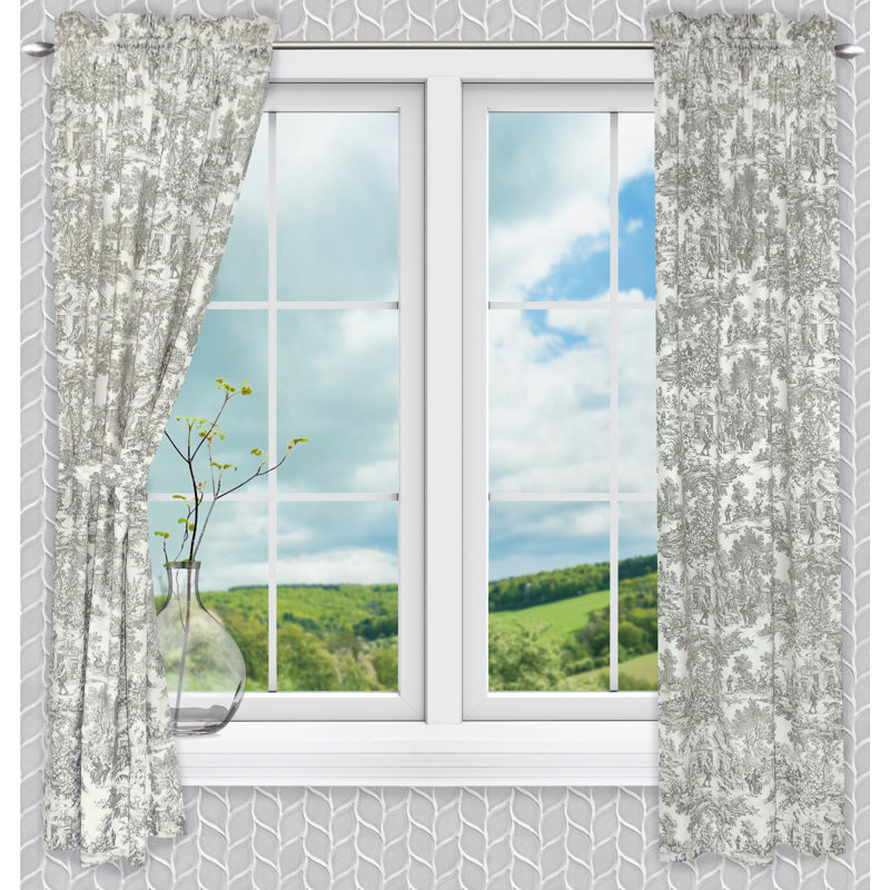 Amelie Semi-Sheer Cotton Curtain Pair, 34" W x 84" L, Gray