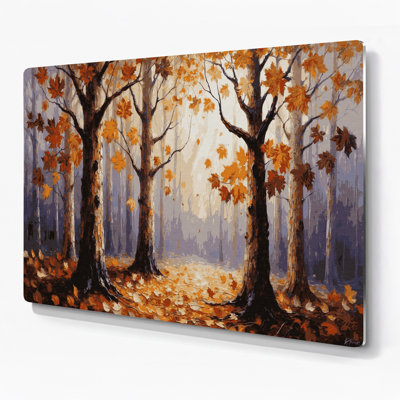 Thanksgiving Fall tree landscapes Brown Metal Wall Art
