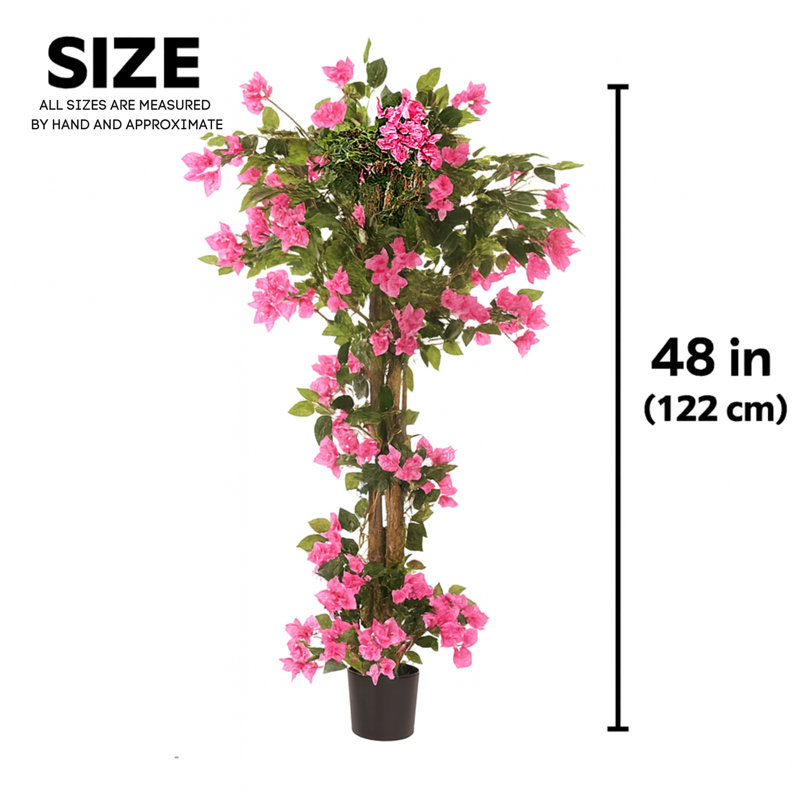 Bougainvillier artificiel 4 pi rose avec fausse plante bougainvillée avec base stable pour la maison et le bureau, cadeau de pendaison de crémaillère