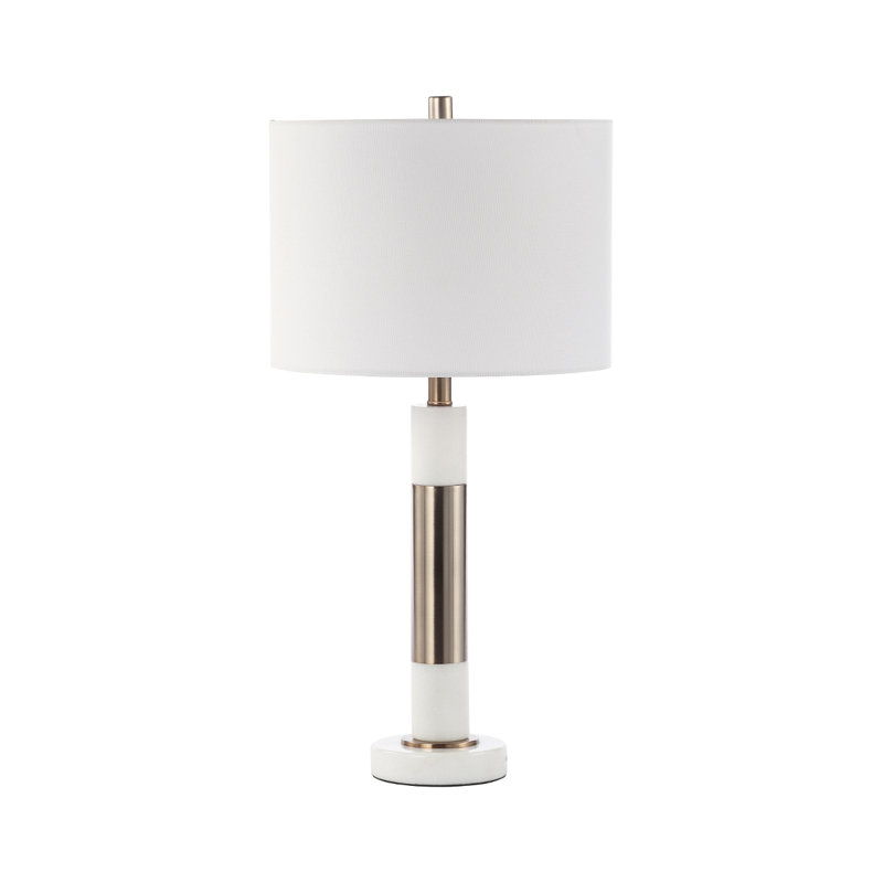 Ayrihanna 70cm Marble Table Lamp with Ceramic Base for Bedroom Furniture, Bedside Buffet Lamp with Linen Shade