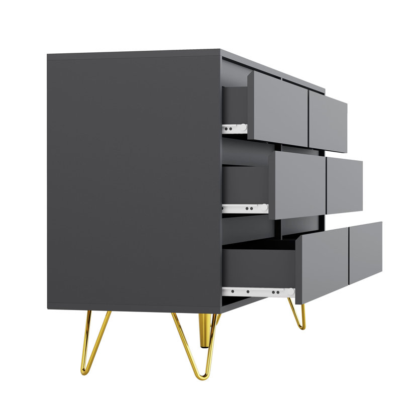 120cm W 6 - Drawer Chest of Drawers, Grey