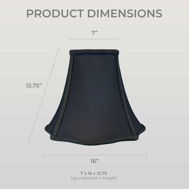 Royal Designs, Inc. BSO-702-16BLK-2 Fancy Square Bell Basic Lamp Shade, 7 x 16 x 12.75, Black with Gold, 2-Pack, Black