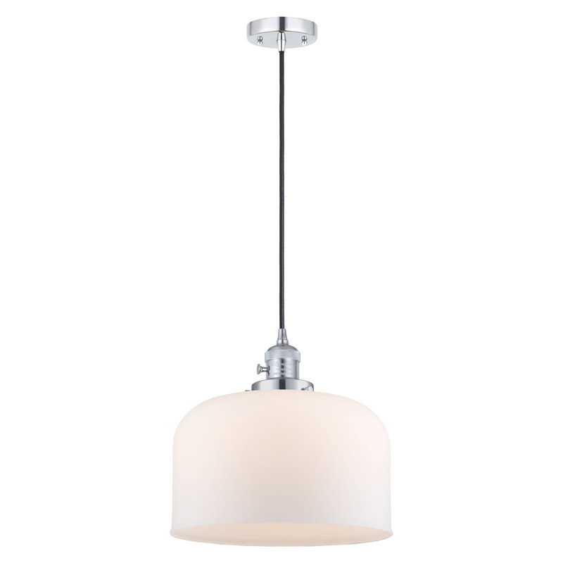 Luminaire suspendu en forme de globe à 1 lumière Analiah, Ampoule non incluse, Chrome poli, Blanc mat