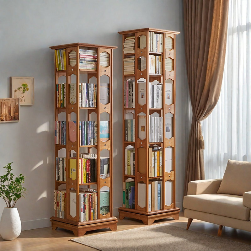 Bibliothèque tournante en bois massif