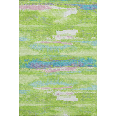 Premium Machine Washable Prisco Lime Rug
