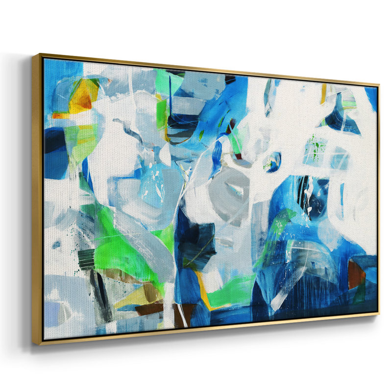 " Down The Rapids ", 25" H x 37" W x 2" D, Gold Floater Framed Canvas