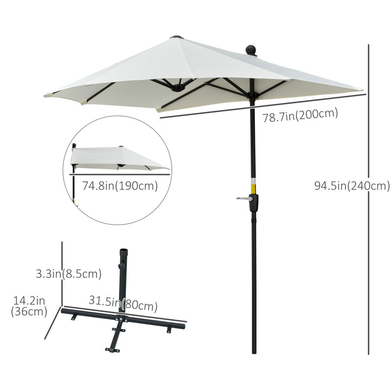 Parasol de patio 6,6 x 6 pi avec auvent double face, gris foncé, Blanc