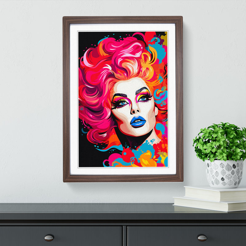 Drag Queen Pop - Single Picture Frame Print on Wood, 46" H x 34" W x 2" D, Walnut