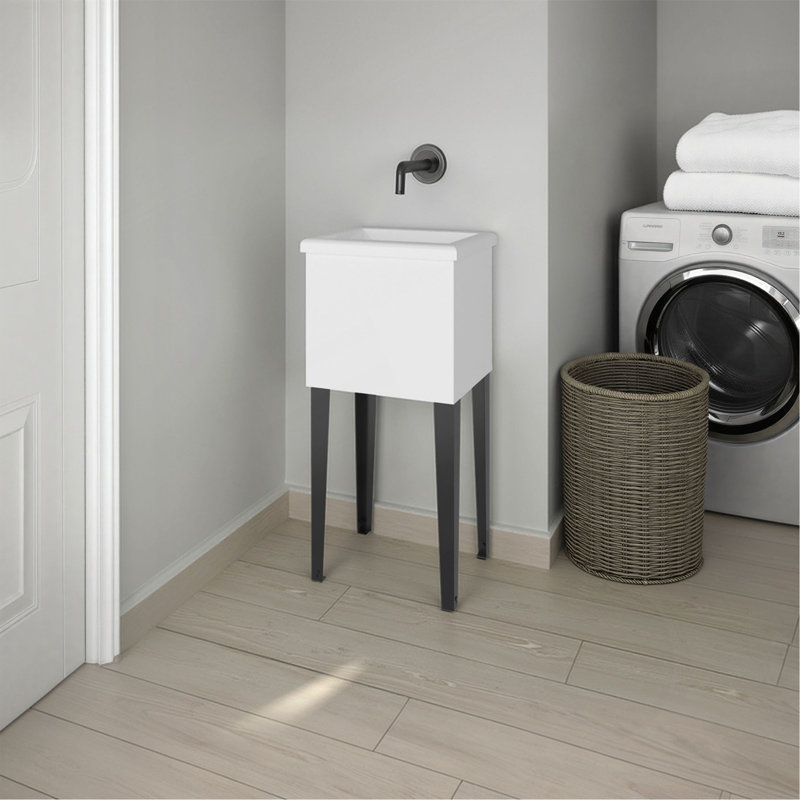 Baignoire utilitaire Kulm avec 4 pieds et grand lavabo, wengé blanc / noir