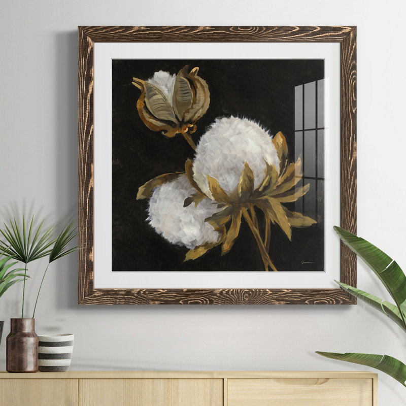 Cotton Balls II - peinture encadrée, H 31,5 po x l 31,5 po x P 1,5 po, Papier noyer