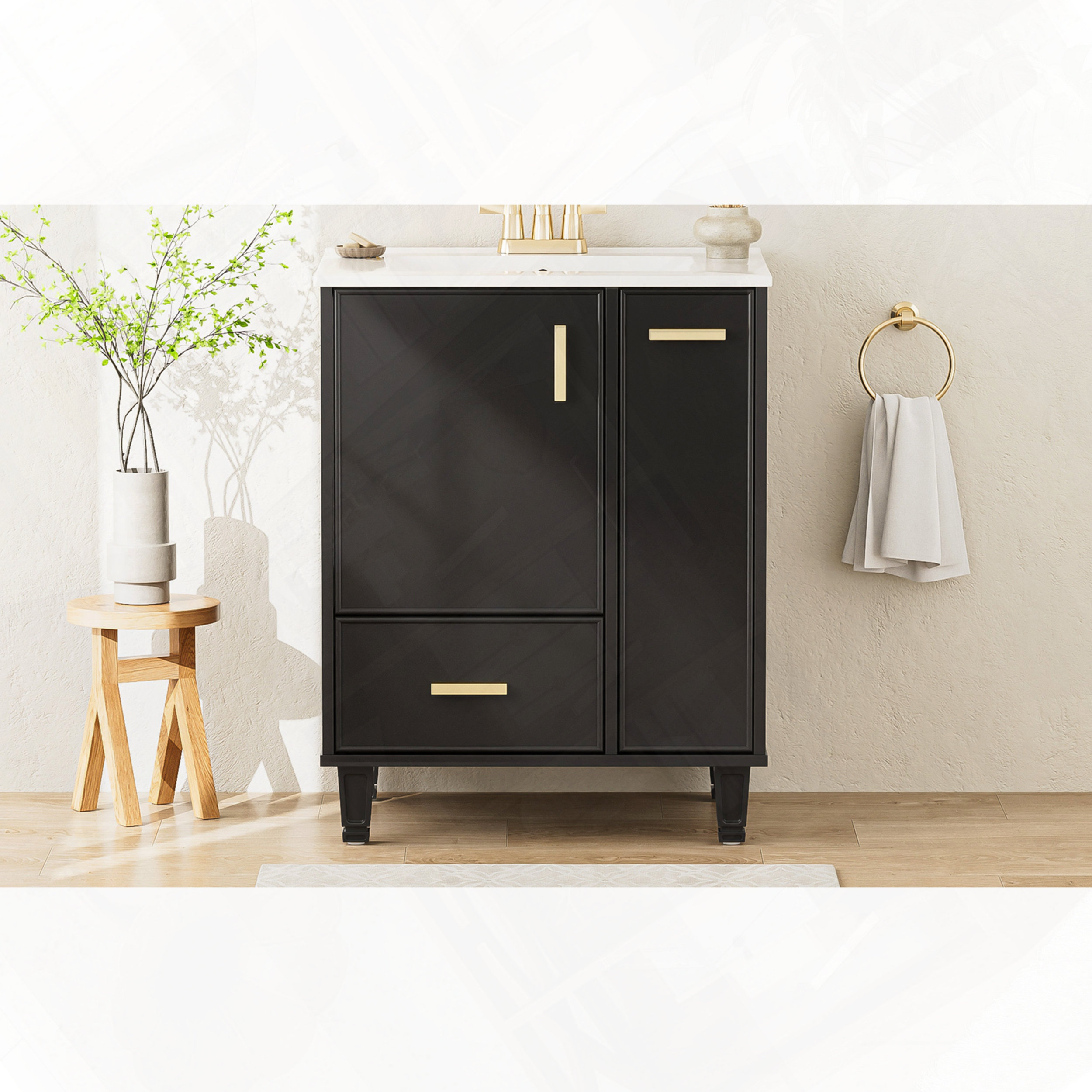 Latitude Run® Freestanding Bathroom Vanity With Sink Door Shelf Deep ...