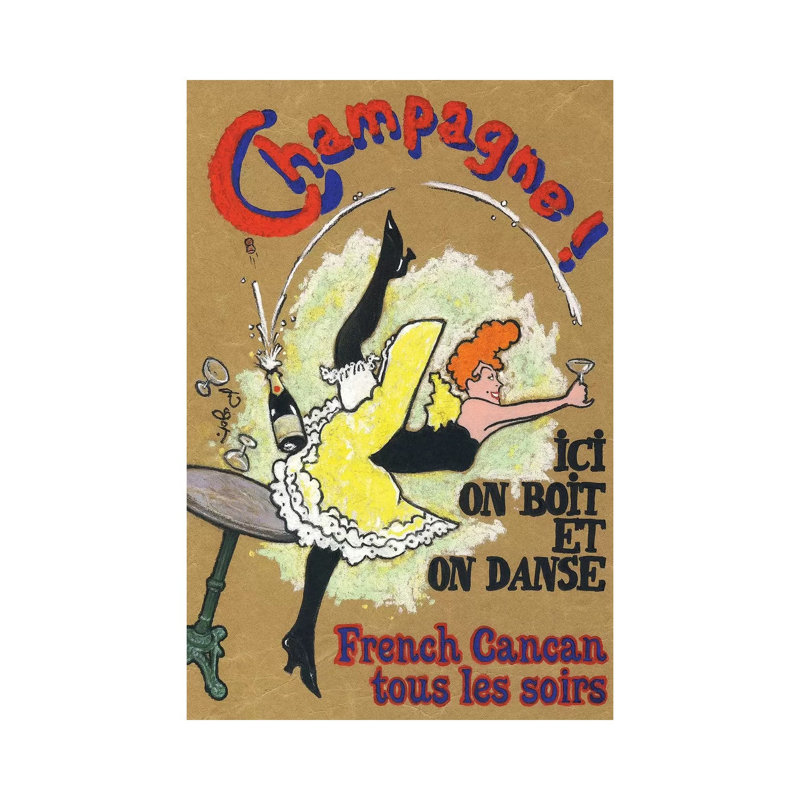 French Cancan Champagne Vintage Advertisement 1 Piece Wrapped Canvas Wall Art, 45.72cm H x 30.48cm W x 1.905cm D