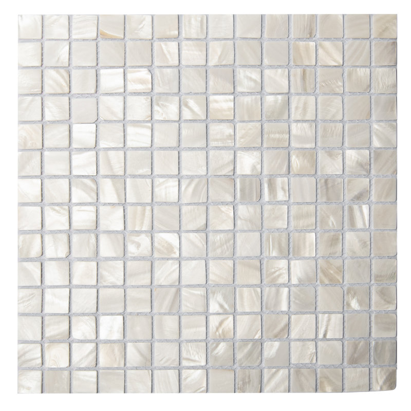 11.8" x 11.8" Seashell Mosaic Square Tile, White