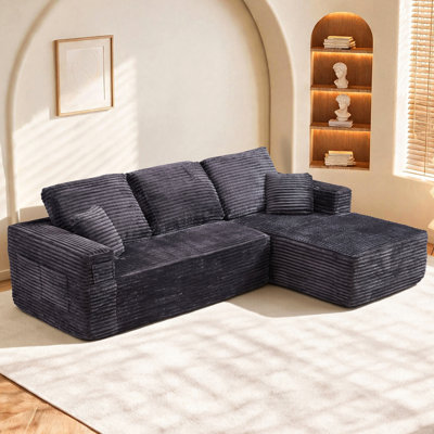 Canapé modulaire 100,39 po avec méridienne en forme de L, siège modulaire moderne avec assise profonde, aucun assemblage requis, emballage comprimé, ressorts ensachés et mousse, tissu moelleux