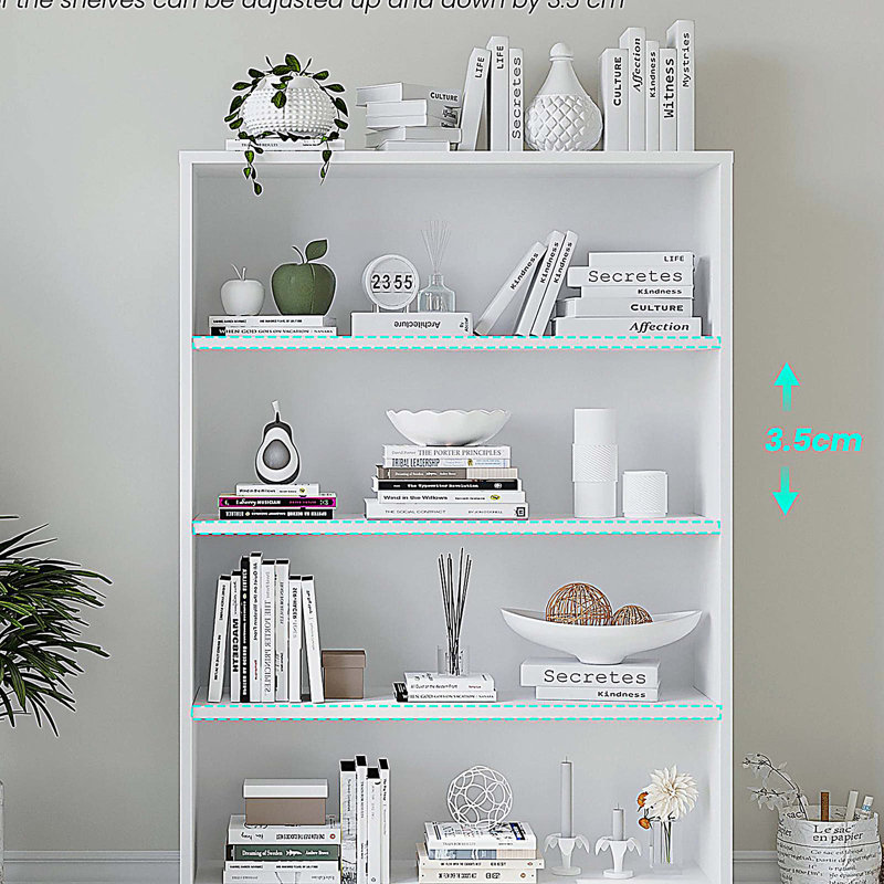 Bibliothèque 4 niveaux, Blanc, (4 tablettes) H 48 po x l 33 po x P 11,6 po