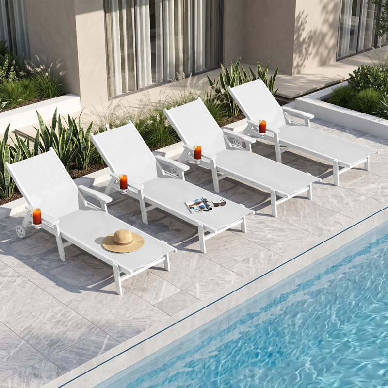 Chaise longue inclinable en PEHD, White, 2