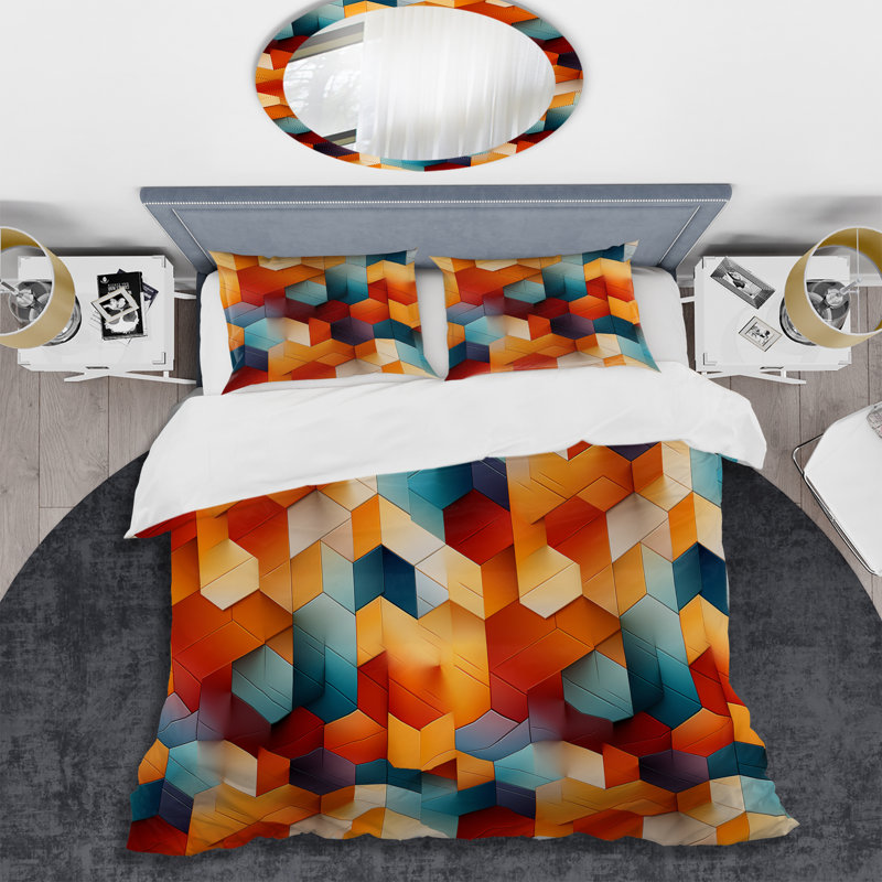 Ensemble de housse de couette Chromatic Tiles I, Housse de couette pour très grand lit et 2 très