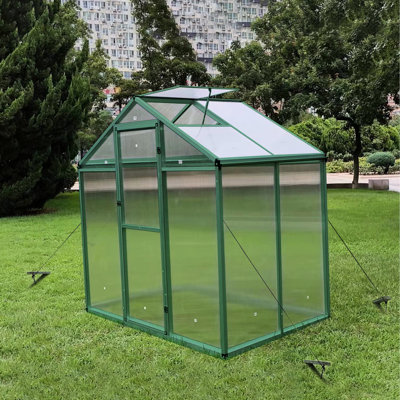 Serre en polycarbonate de 6 pi x 4 pi - Fabrication en aluminium résistante au vent et aux intempéries avec espace de drainage spacieux