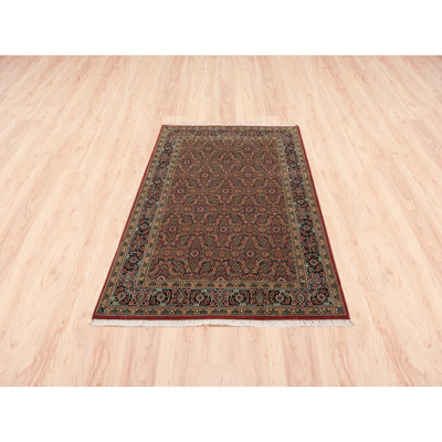 Tapis oriental luxueux en laine et en soie noués à la main à motif de poisson tissé dense 250 KPSI rouge 4 pi 1 po x 6 pi 2 po 62B6BBE66E8A4FF9B7AFCE2F0E12B7E5