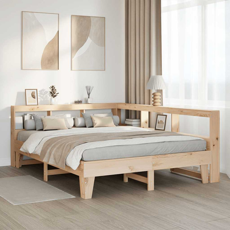 Solid Wood Storage Bed, European King (160 x 200 cm), Brown