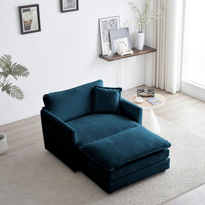 Fauteuil rembourré avec repose-pieds Chenille