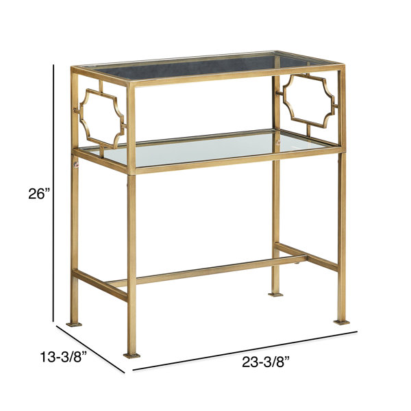Gold Rectangular Side Table Latitude Run® Rectangular Glass And Metal Accent Table In Antique Gold ...