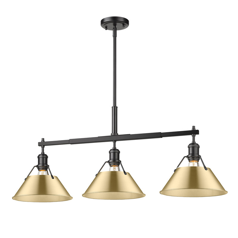 Weatherford 3 - Light Kitchen Island Pendant, Matte Black, Brushed Champagne Bronze