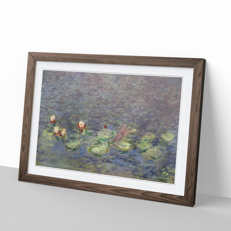 Water Lilies Lily Pond Vol.38 by Claude Monet - Picture Frame Painting, 48cm H x 65cm W x 2cm D, Walnut