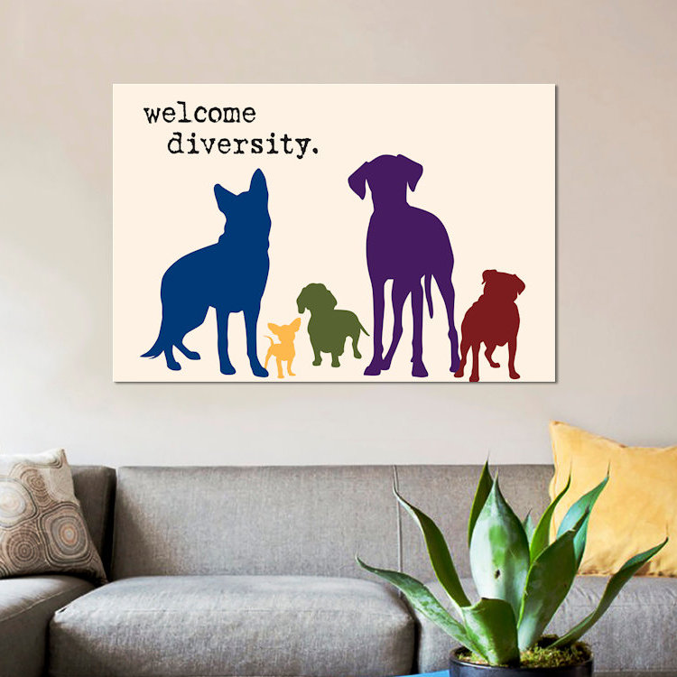 « diversité », impression sur toile, H 18 po x l 26 po x P 1,5 po, Pas de tapis, Toile tendue