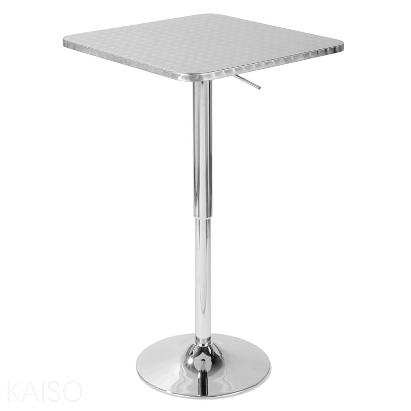 Contemporary Adjustable Square Bar Table In Silver