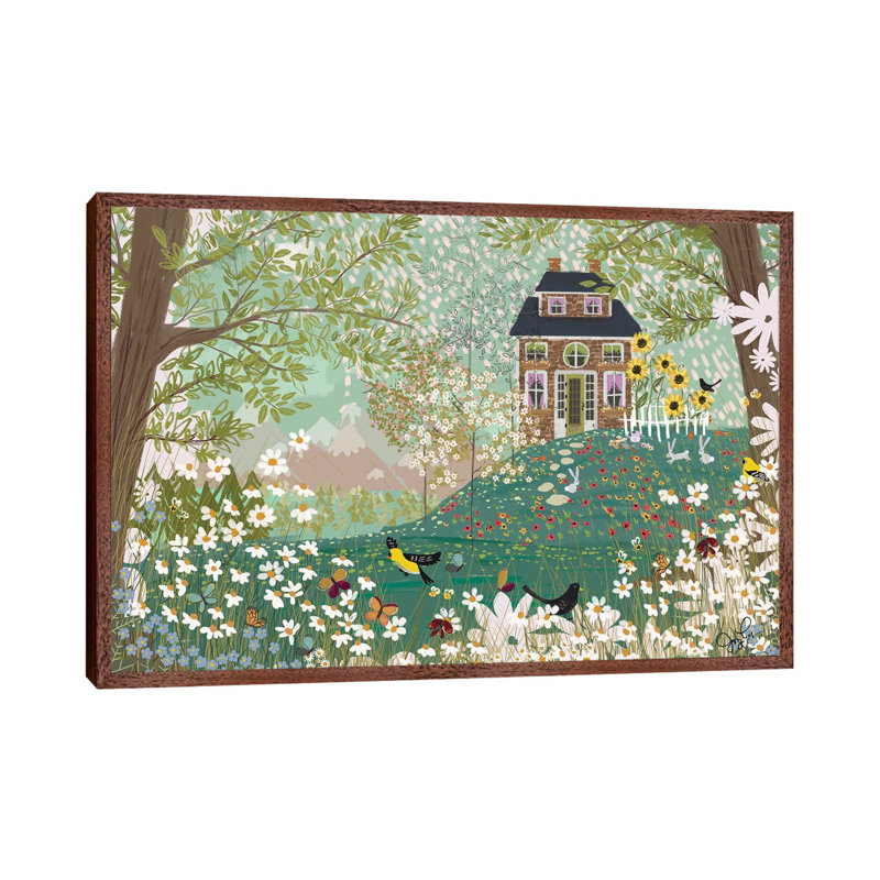 Garden Dream 1 Piece Painting on Canvas, 45.72cm H x 66.04cm W x 3.81cm D, Brown Framed