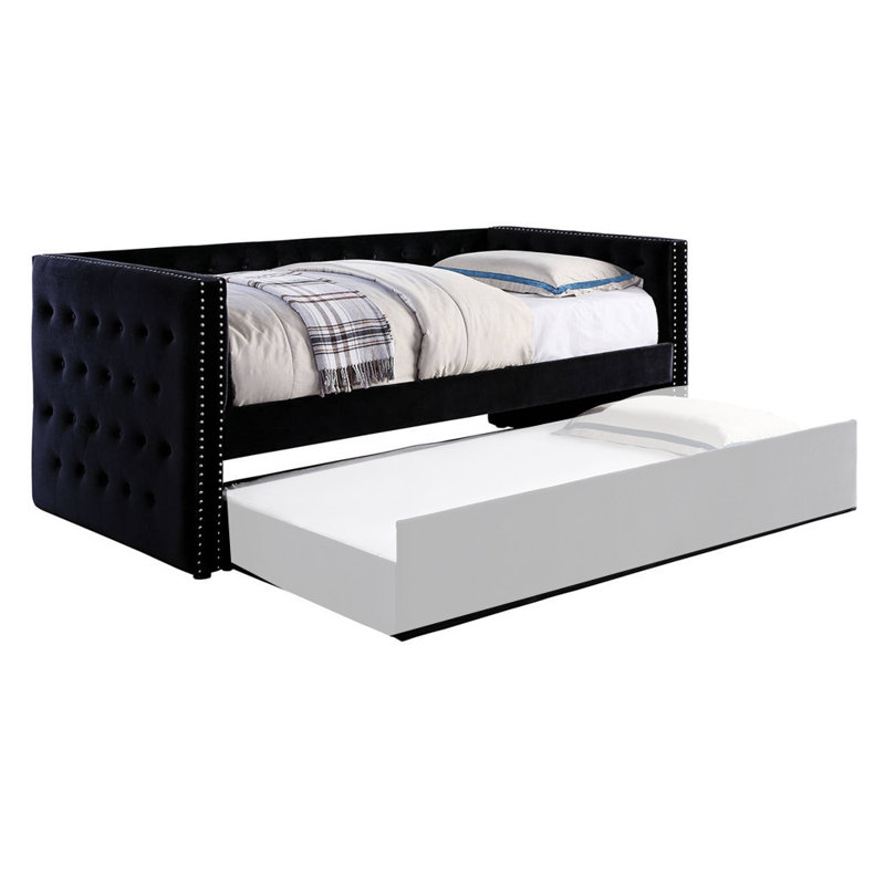 Lit de jour simple avec couchette Calion, Noir