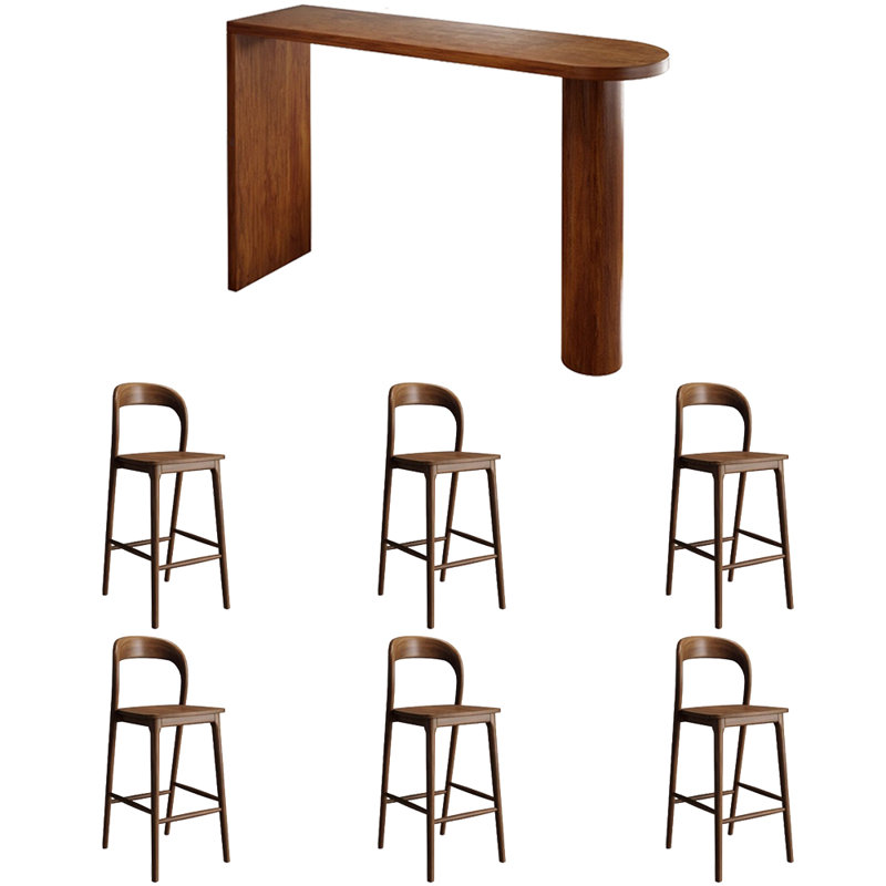 Table de bar et chaises de loisirs en bois massif, H 41,3 po x L 70,8 po x l 17,7 po, 7