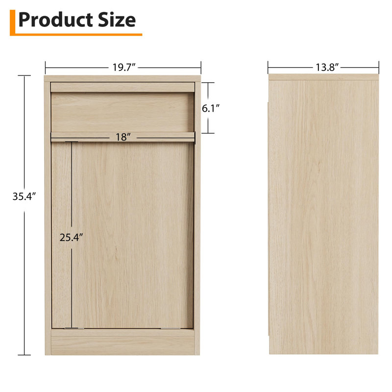 Tilt-Out Trash Cabinet, Hidden Pet-Proof Garbage Can Cabinet for Kitchen