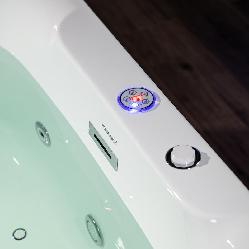 72" Whirlpool Water Jetted & Air Bubble Freestanding Heated Soaking Bathtub with LED Control Panel, Chome