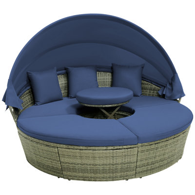 Brieonna 75 " W Curved Metal Patio Daybed with Cushions